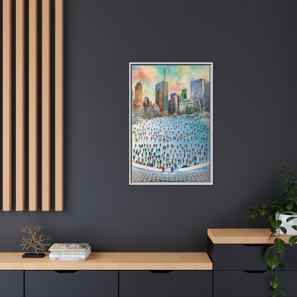 Central Park Ice Skaters — FRAMED Matte Canvas Print