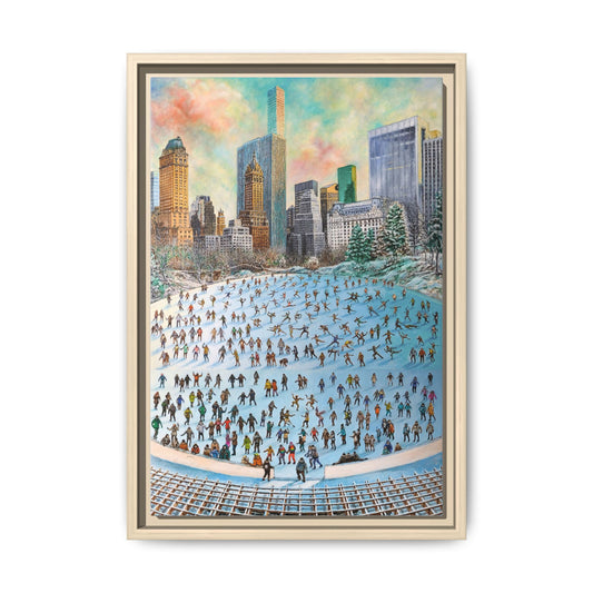 Central Park Ice Skaters — FRAMED Matte Canvas Print