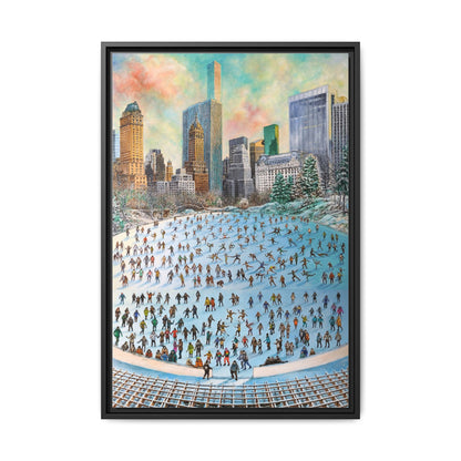 Central Park Ice Skaters — FRAMED Matte Canvas Print