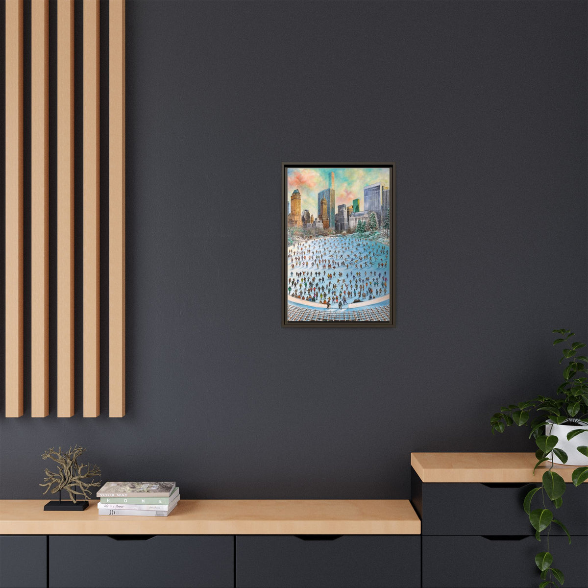 Central Park Ice Skaters — FRAMED Matte Canvas Print
