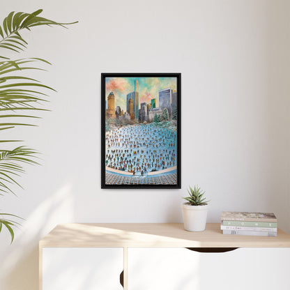 Central Park Ice Skaters — FRAMED Matte Canvas Print