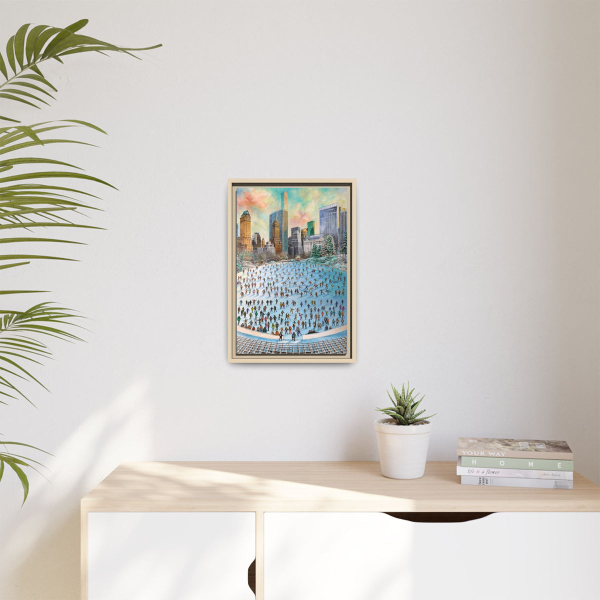 Central Park Ice Skaters — FRAMED Matte Canvas Print