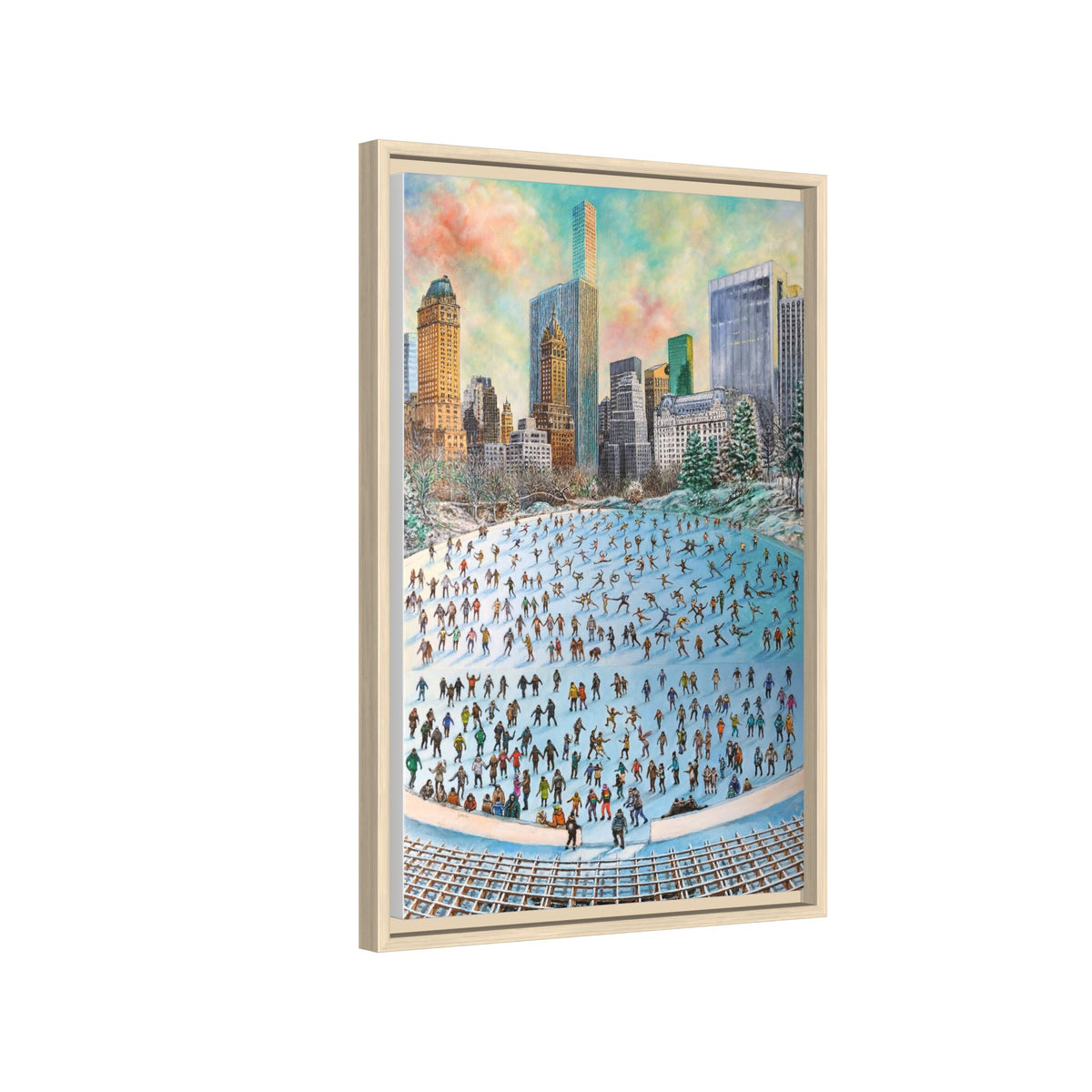 Central Park Ice Skaters — FRAMED Matte Canvas Print
