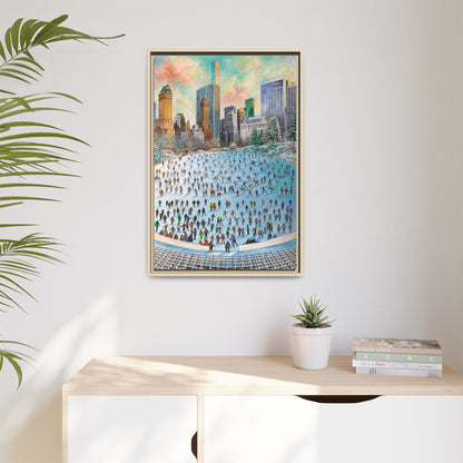 Central Park Ice Skaters — FRAMED Matte Canvas Print