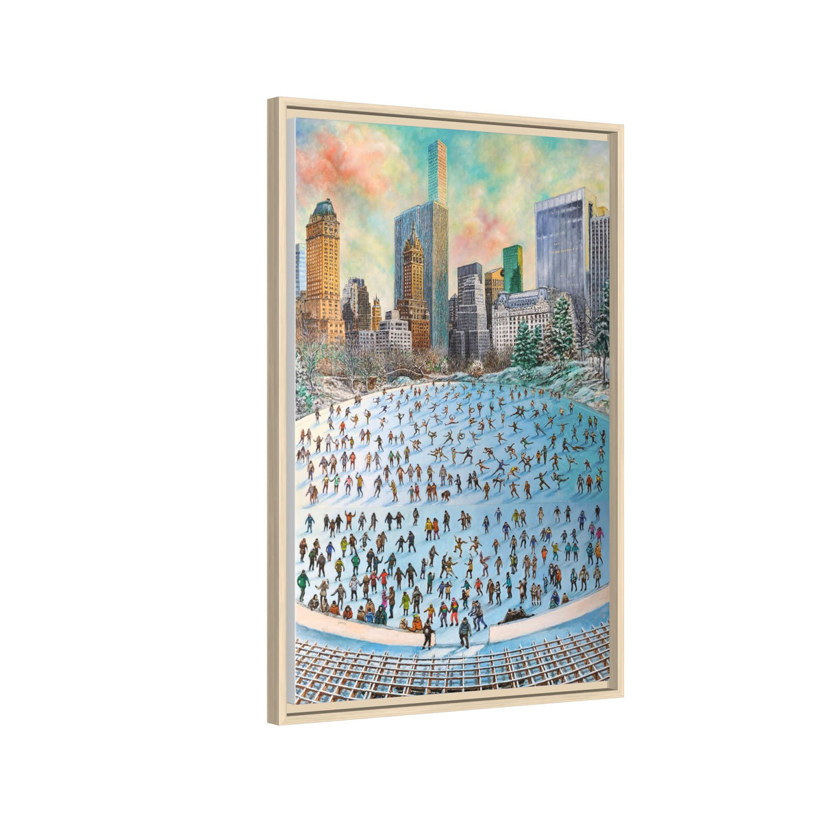 Central Park Ice Skaters — FRAMED Matte Canvas Print