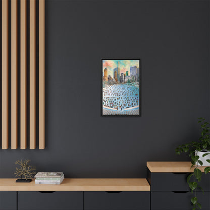 Central Park Ice Skaters — FRAMED Matte Canvas Print