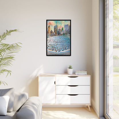 Central Park Ice Skaters — FRAMED Matte Canvas Print