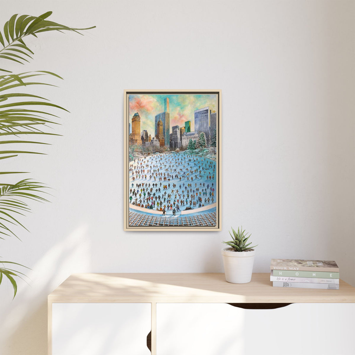 Central Park Ice Skaters — FRAMED Matte Canvas Print