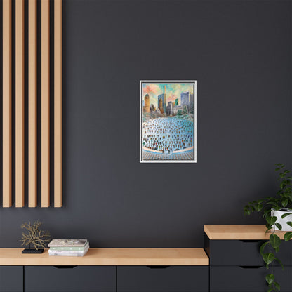 Central Park Ice Skaters — FRAMED Matte Canvas Print