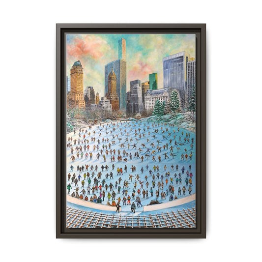 Central Park Ice Skaters — FRAMED Matte Canvas Print