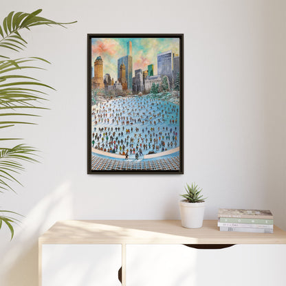 Central Park Ice Skaters — FRAMED Matte Canvas Print