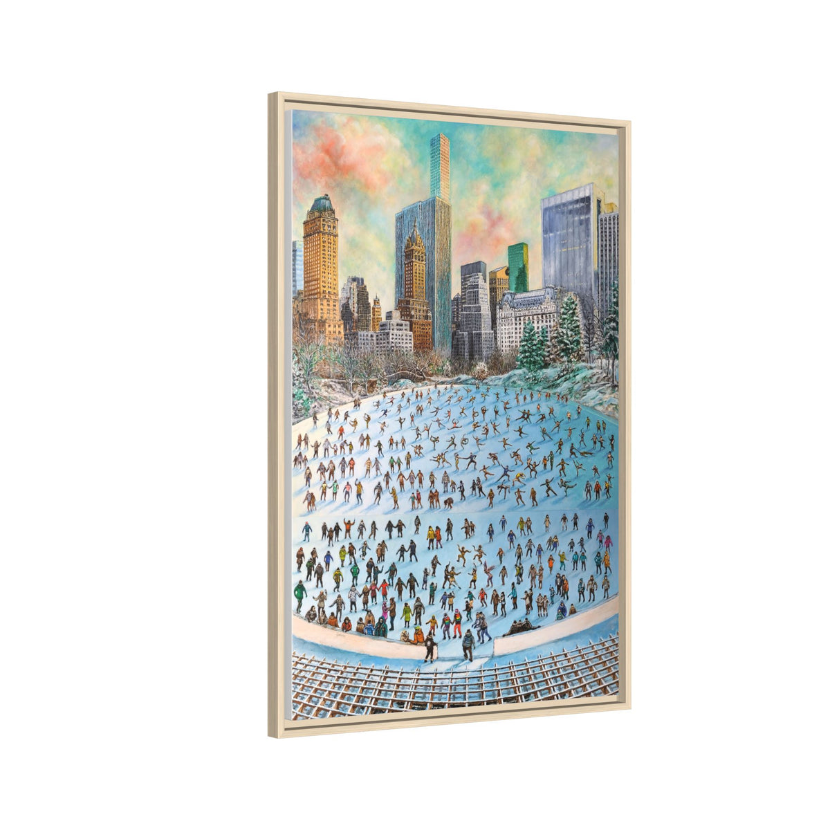 Central Park Ice Skaters — FRAMED Matte Canvas Print