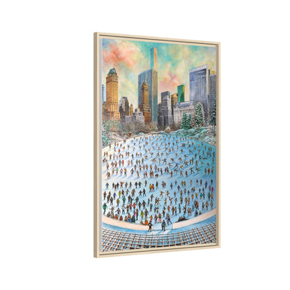 Central Park Ice Skaters — FRAMED Matte Canvas Print