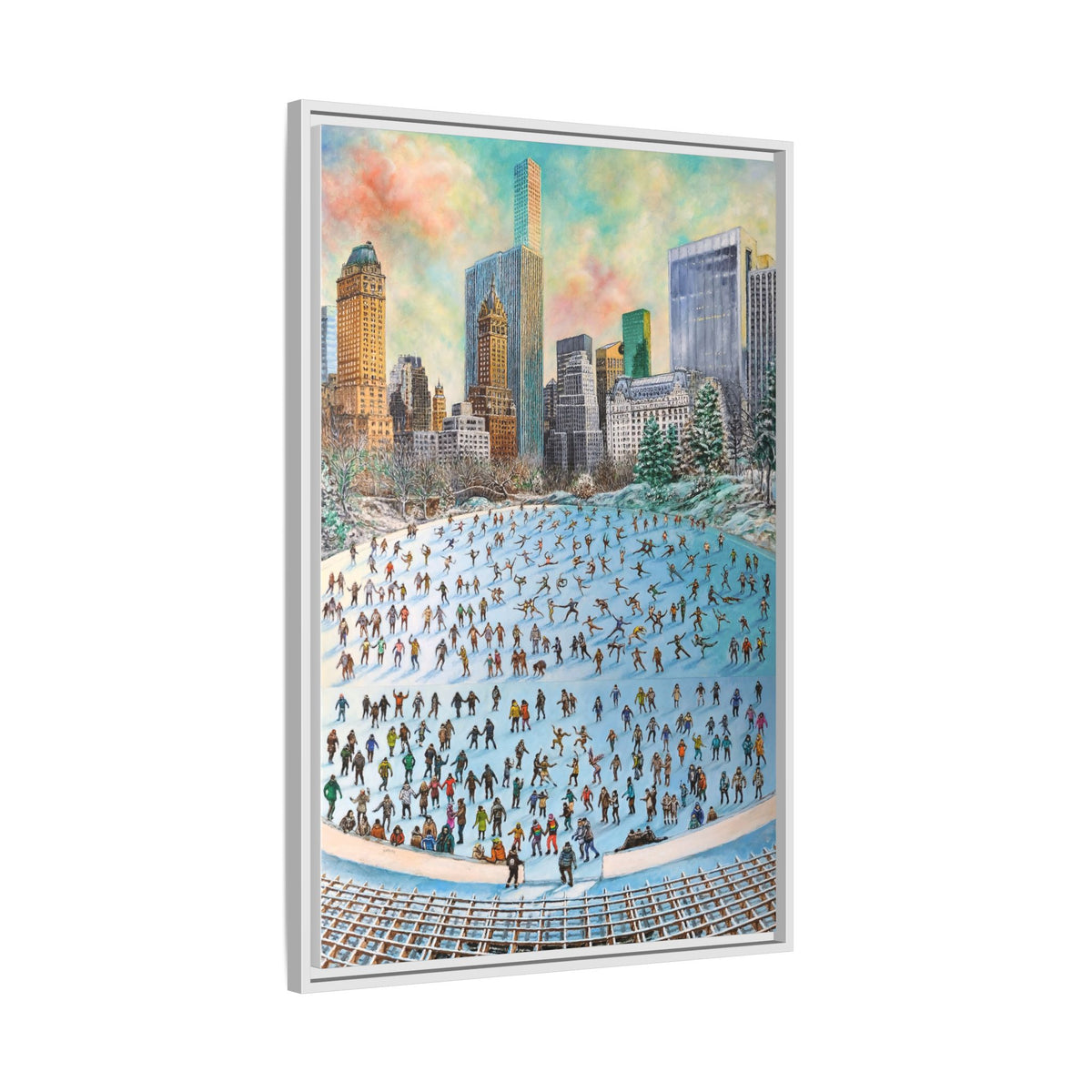 Central Park Ice Skaters — FRAMED Matte Canvas Print