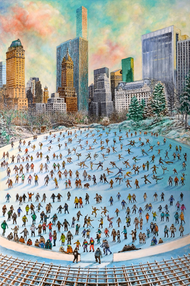 Central Park Ice Skaters — UNFRAMED Matte Canvas Print
