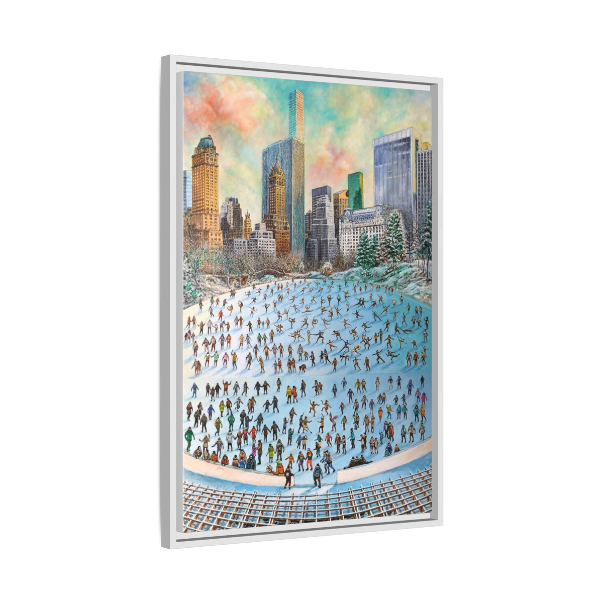 Central Park Ice Skaters — FRAMED Matte Canvas Print