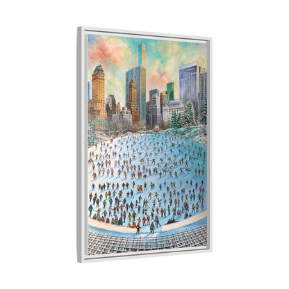 Central Park Ice Skaters — FRAMED Matte Canvas Print