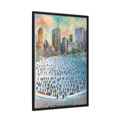 Central Park Ice Skaters — FRAMED Matte Canvas Print
