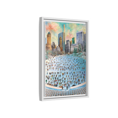Central Park Ice Skaters — FRAMED Matte Canvas Print