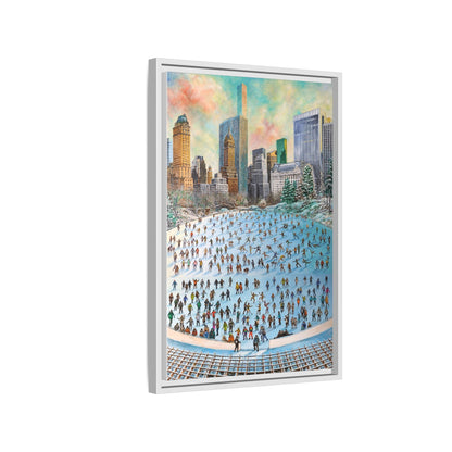 Central Park Ice Skaters — FRAMED Matte Canvas Print
