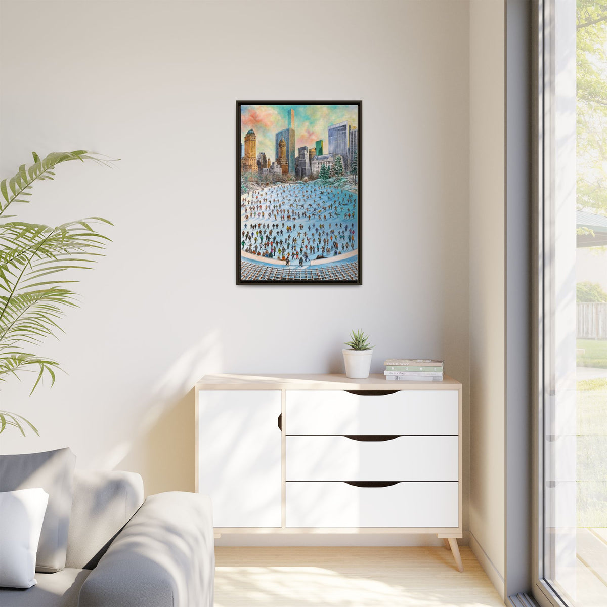 Central Park Ice Skaters — FRAMED Matte Canvas Print