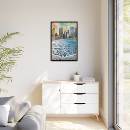 Central Park Ice Skaters — FRAMED Matte Canvas Print
