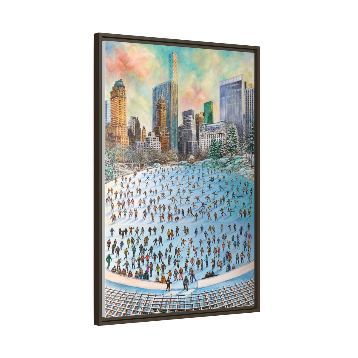 Central Park Ice Skaters — FRAMED Matte Canvas Print