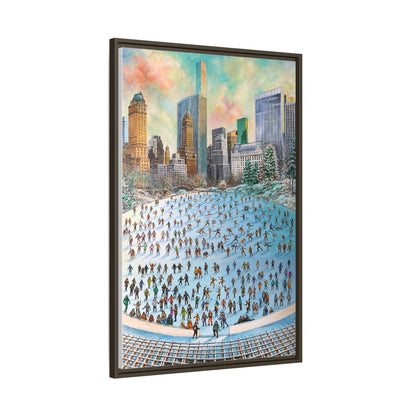 Central Park Ice Skaters — FRAMED Matte Canvas Print