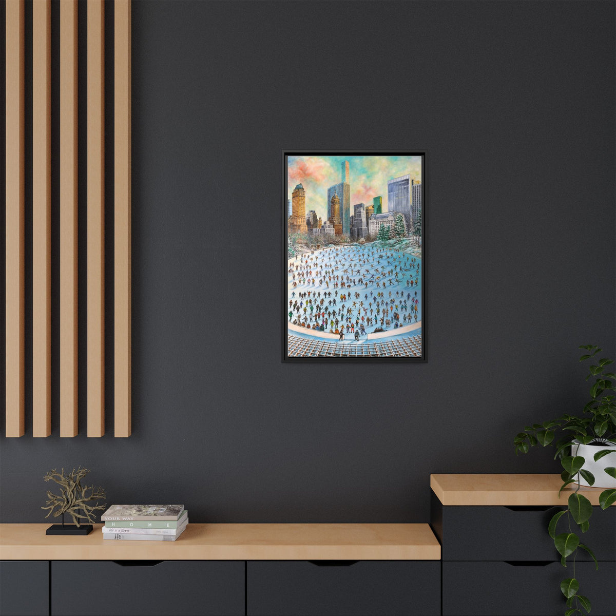 Central Park Ice Skaters — FRAMED Matte Canvas Print