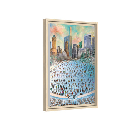 Central Park Ice Skaters — FRAMED Matte Canvas Print