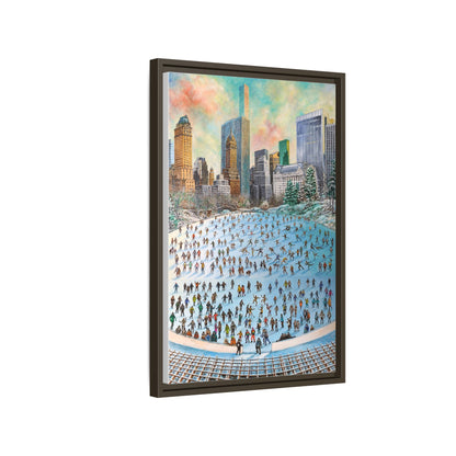 Central Park Ice Skaters — FRAMED Matte Canvas Print