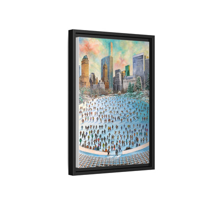 Central Park Ice Skaters — FRAMED Matte Canvas Print