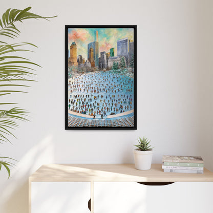 Central Park Ice Skaters — FRAMED Matte Canvas Print