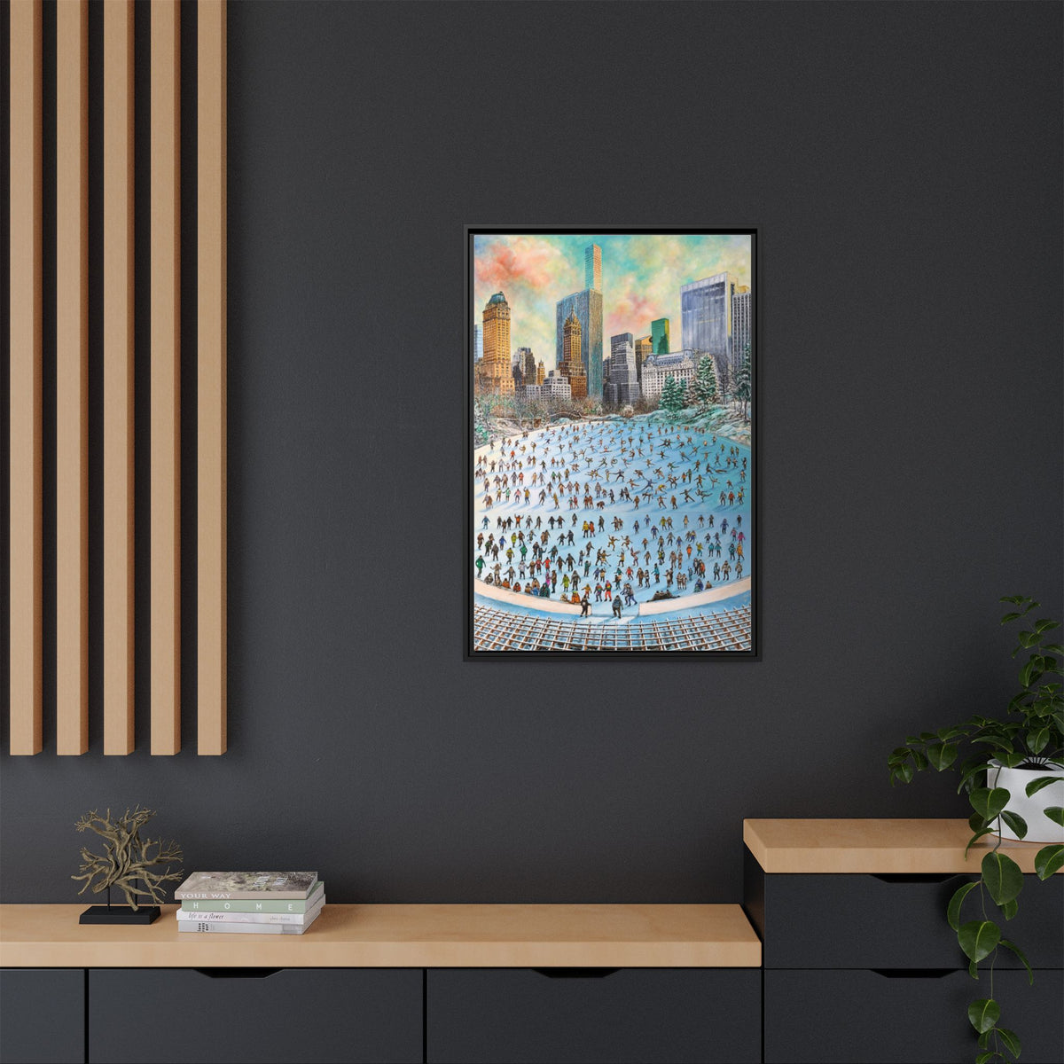 Central Park Ice Skaters — FRAMED Matte Canvas Print