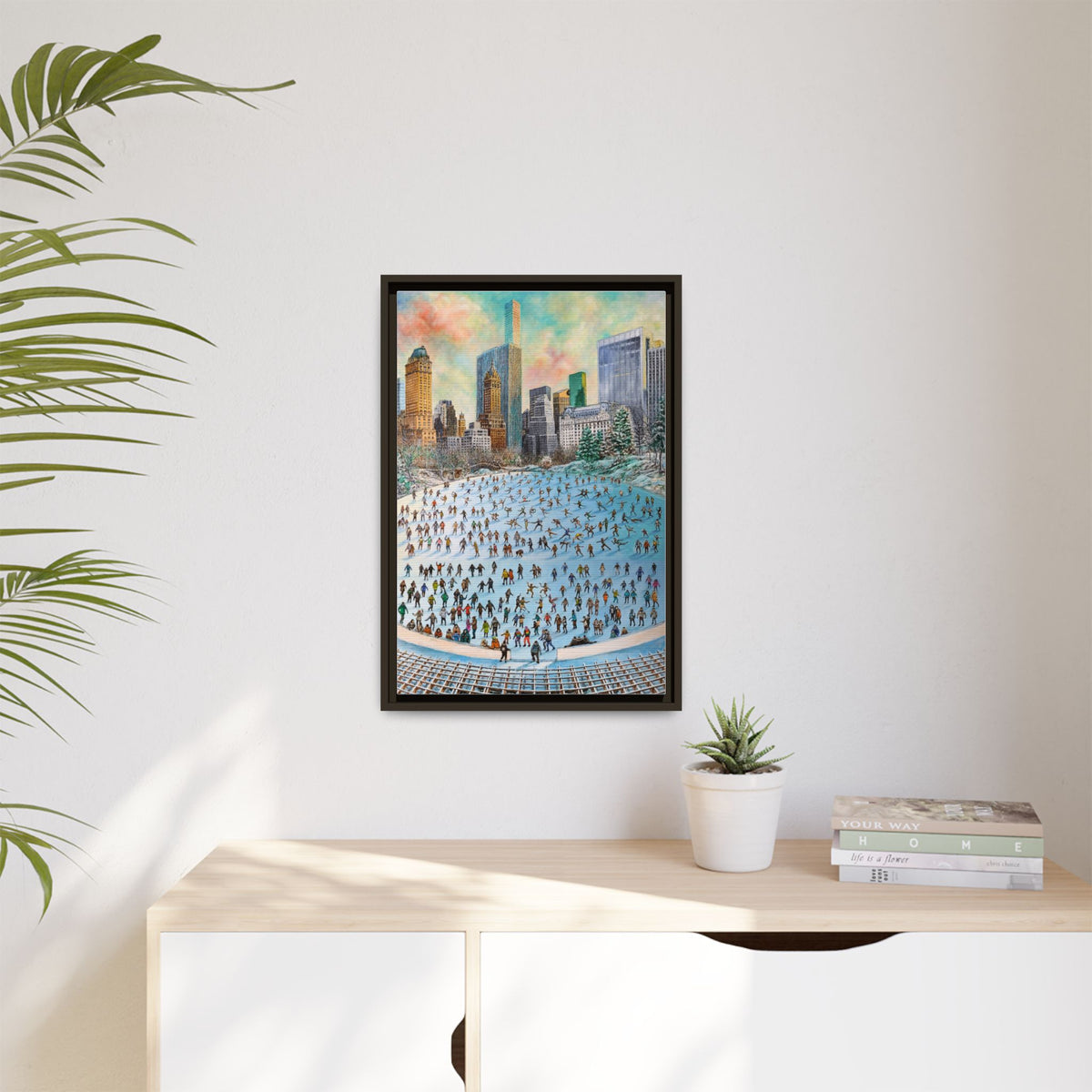 Central Park Ice Skaters — FRAMED Matte Canvas Print
