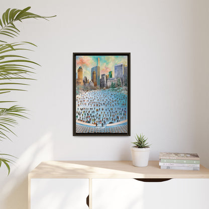Central Park Ice Skaters — FRAMED Matte Canvas Print