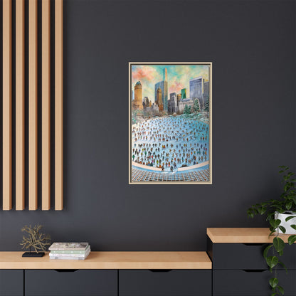Central Park Ice Skaters — FRAMED Matte Canvas Print