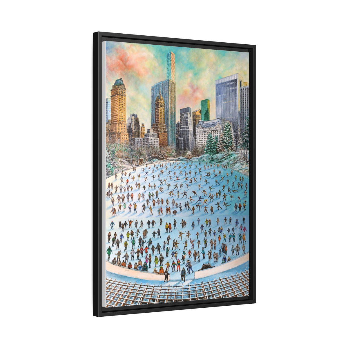 Central Park Ice Skaters — FRAMED Matte Canvas Print