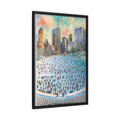 Central Park Ice Skaters — FRAMED Matte Canvas Print