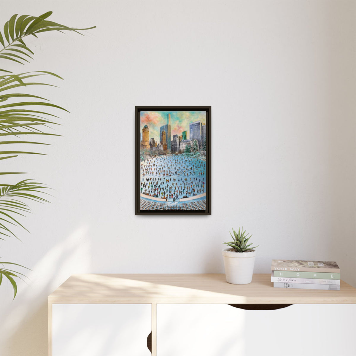 Central Park Ice Skaters — FRAMED Matte Canvas Print