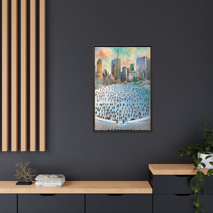 Central Park Ice Skaters — FRAMED Matte Canvas Print