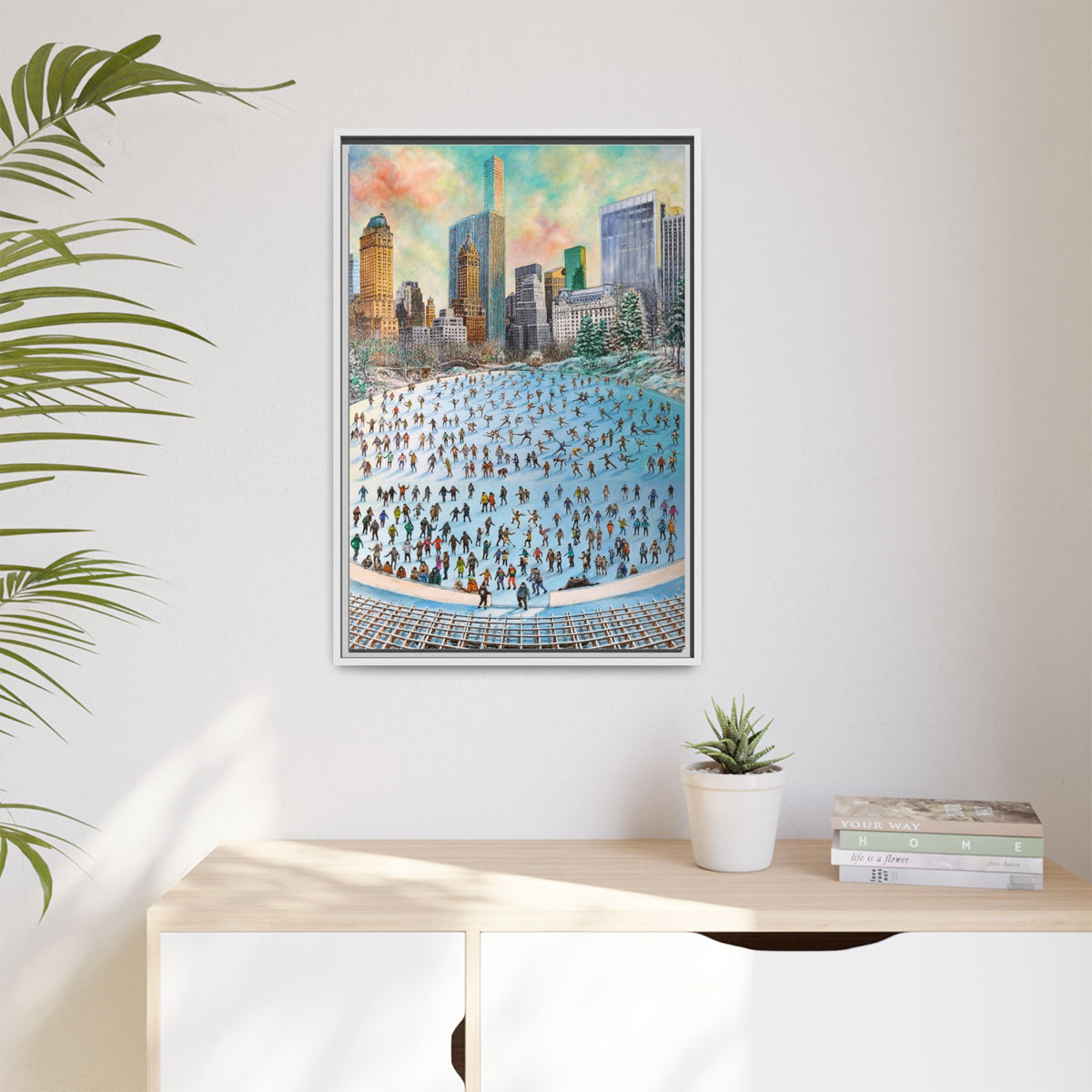 Central Park Ice Skaters — FRAMED Matte Canvas Print