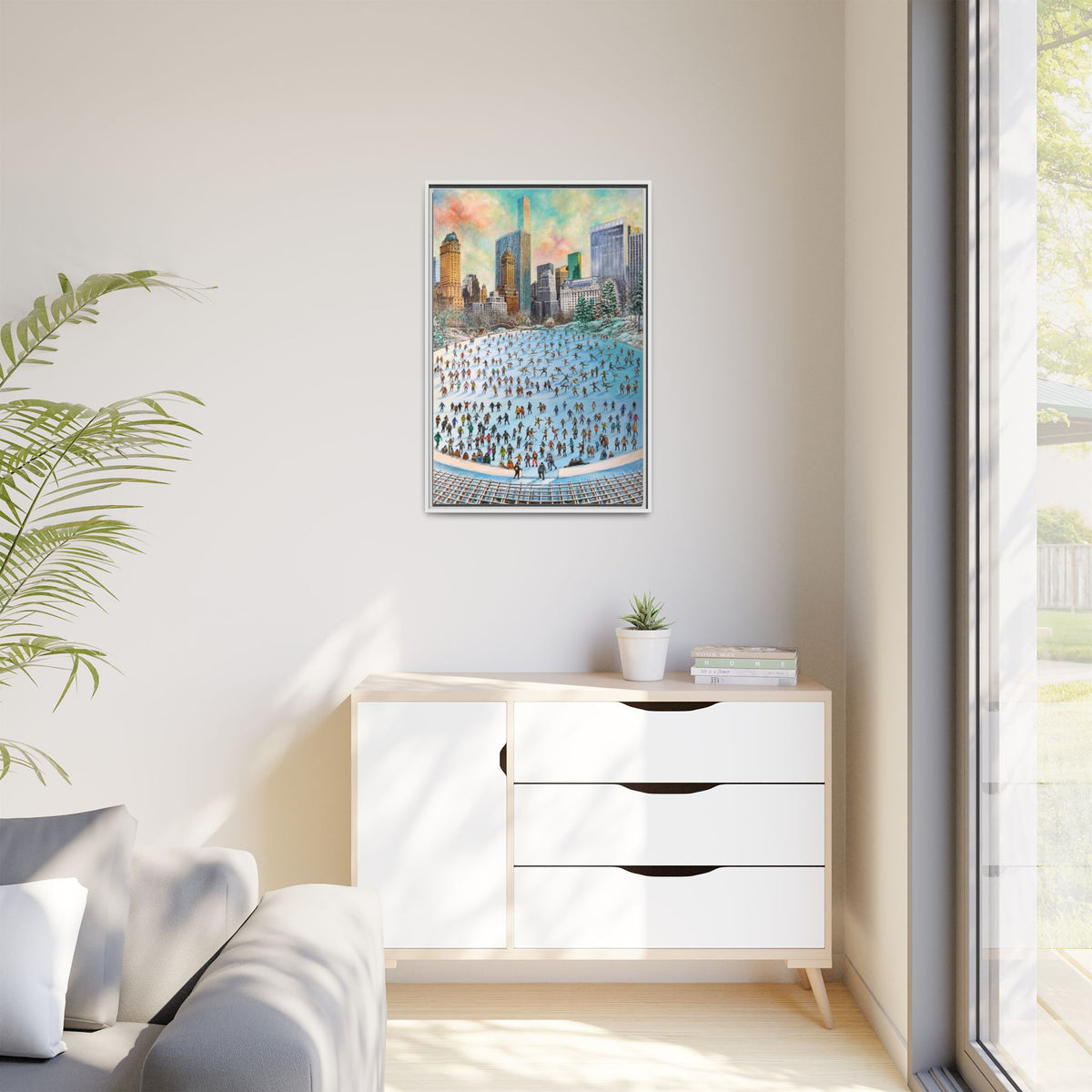 Central Park Ice Skaters — FRAMED Matte Canvas Print