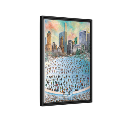 Central Park Ice Skaters — FRAMED Matte Canvas Print