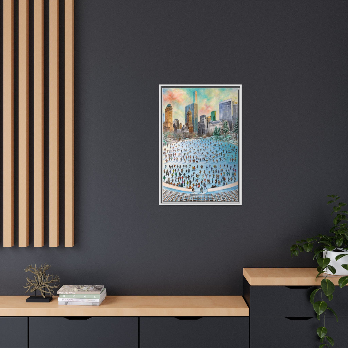 Central Park Ice Skaters — FRAMED Matte Canvas Print